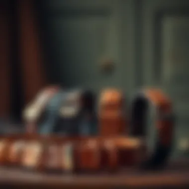 A variety of leather collars displayed elegantly