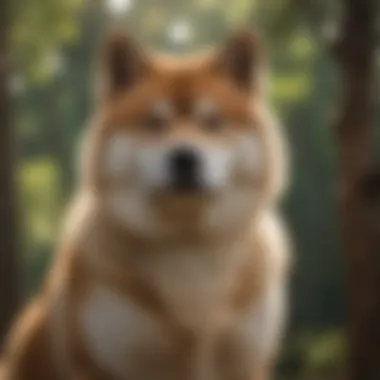 An impressive Akita, showcasing its strength and elegance in a serene setting