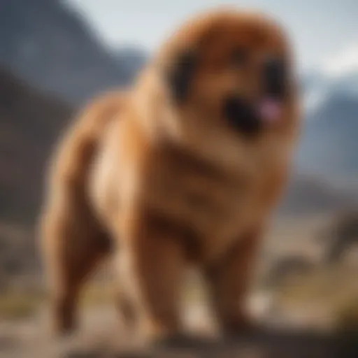 A majestic Tibetan Mastiff showcasing its impressive stature and luxurious coat