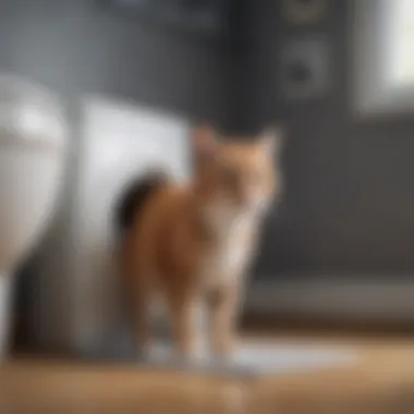 Elegant Cat Toilet Training An elegant cat being trained to use a toilet