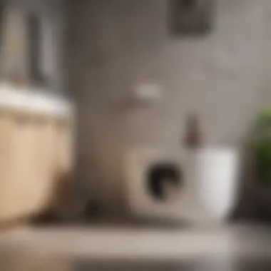 A stylish cat litter box in a modern bathroom setting