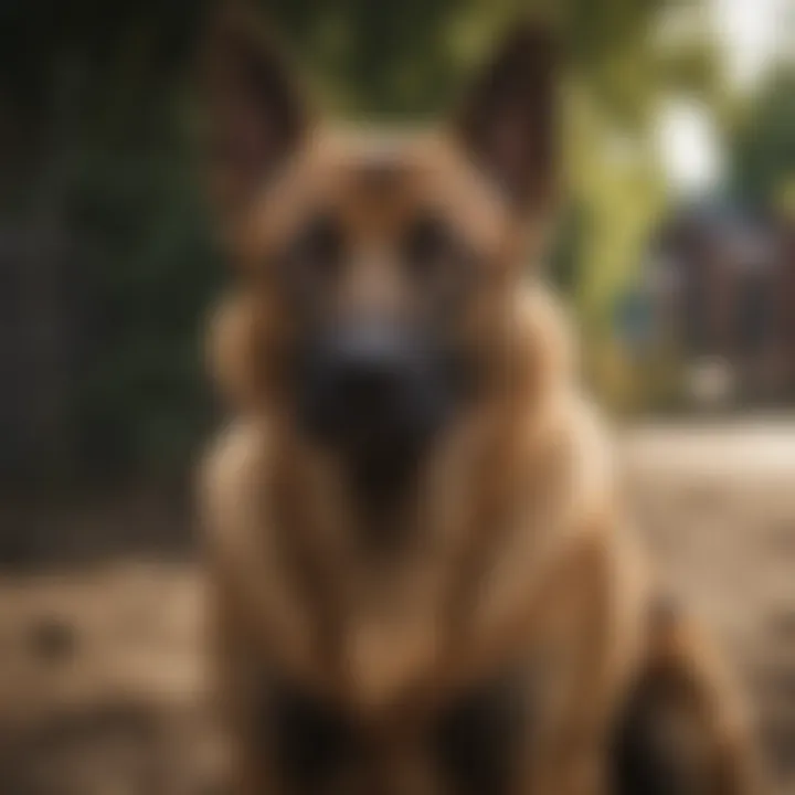 A Belgian Malinois in a ready stance