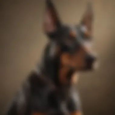 A Doberman Pinscher alert and watchful