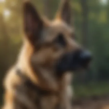 An imposing German Shepherd patrolling