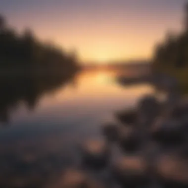 Serene Lakeside Sunset Tranquil Lakeside Sunset in Northern Illinois