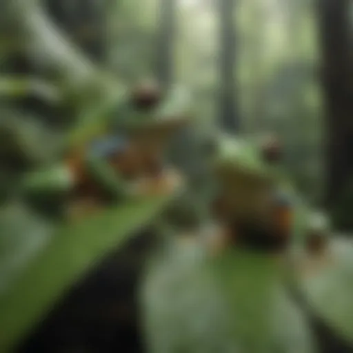 Graceful Tree Frogs in Rainforest Canopy