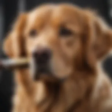 Golden Retriever with luxurious coat being brushed