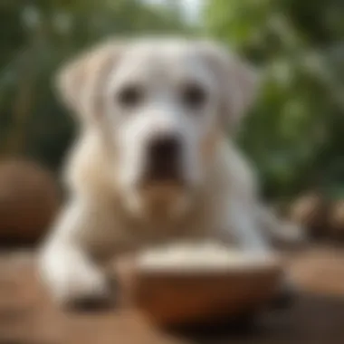 Coconut Milk - A Tropical Delight A Labrador enjoying a refreshing bowl of coconut milk