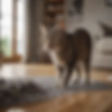 Clumping cat litter controlling odors in modern living room