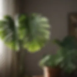 Lush Monstera leaves in sunlight
