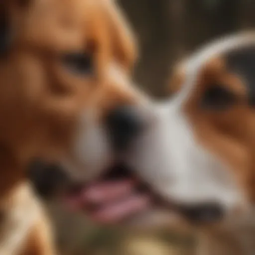 A dog licking its owner's hand, showcasing affection.
