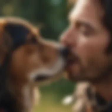 Bonding Through Licking An owner and dog bonding, with the dog licking the owner's cheek.