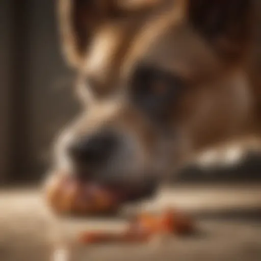 Close-up of a dog chewing its paw