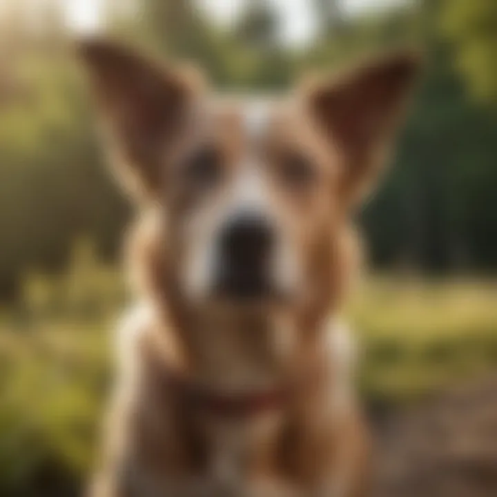 A healthy dog with a shiny coat enjoying a sunny day outdoors