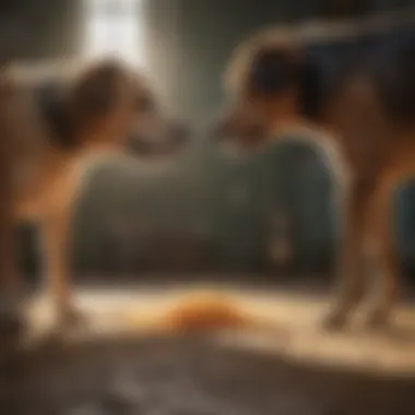 Social Canine Interaction Two dogs engaging in social behavior, emphasizing communication through body language.
