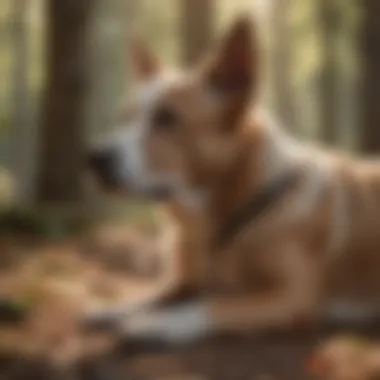 A serene dog in a relaxed environment.