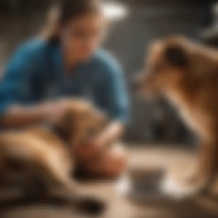 A veterinarian consulting with a dog owner about gastrointestinal symptoms
