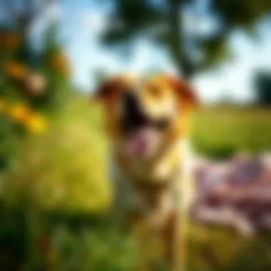 Active and Happy Dog Lifestyle A dog playing outdoors happily