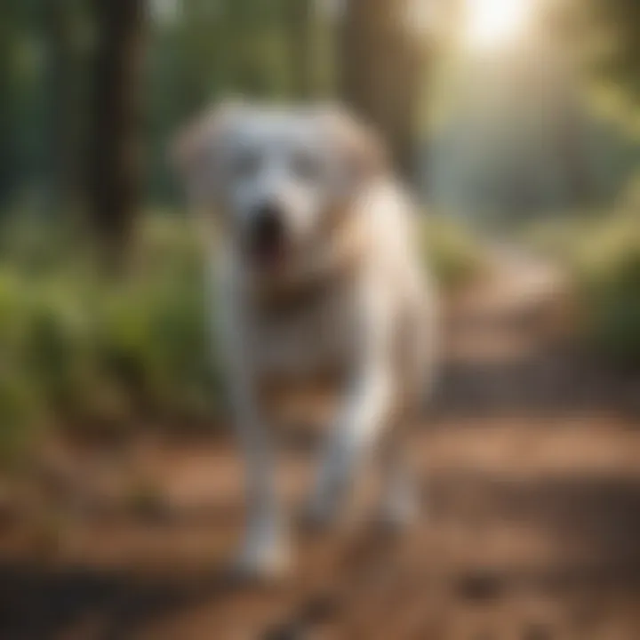 A dog limping during a walk as a sign of hip dysplasia