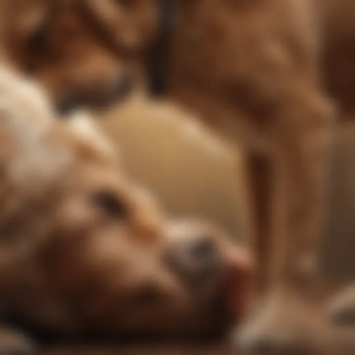 A pet owner examining their dog's hip region
