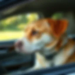 Dog showing signs of motion sickness in a car