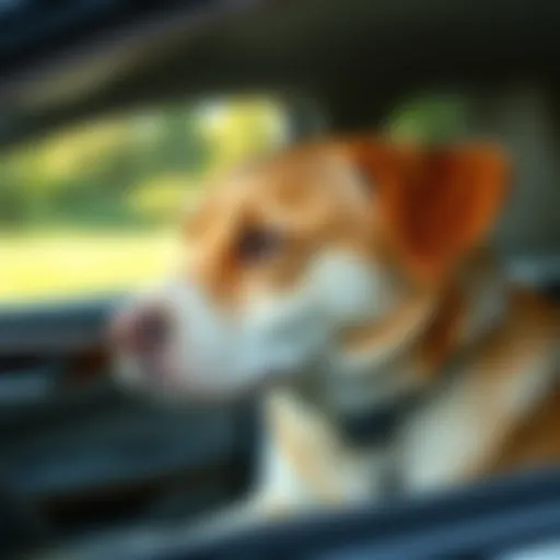 Dog showing signs of motion sickness in a car