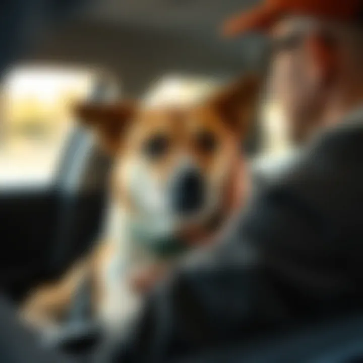 Comforting Your Dog During Travel Owner comforting a dog during a car ride