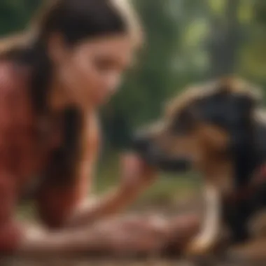 Owner providing care to a dog Owner providing care to a dog