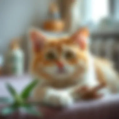 Natural ingredients commonly found in cat shampoos, such as aloe vera and oatmeal.