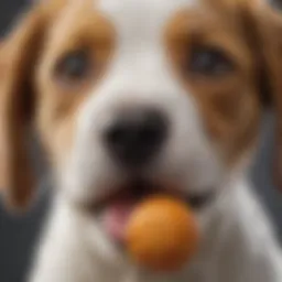 A close-up of a playful puppy with a runny nose.