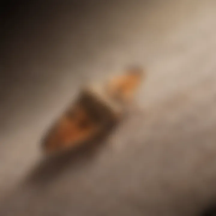 Close-up of a clothing moth on fabric