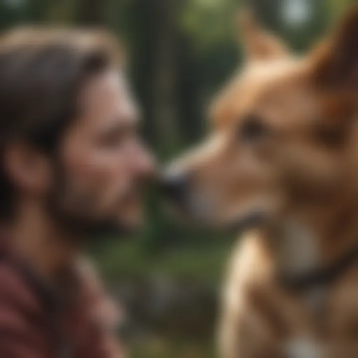 A thoughtful pet owner with their dog