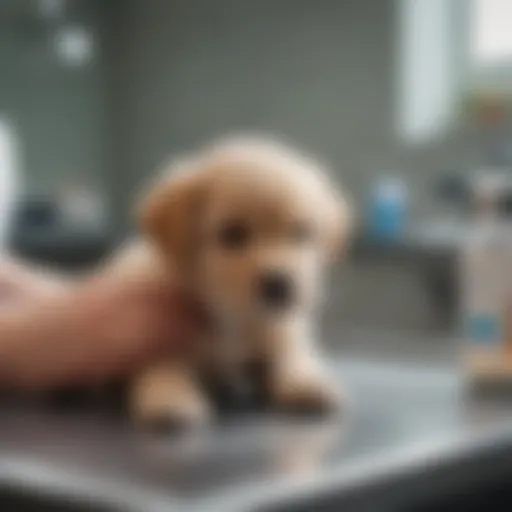 Puppy receiving a vaccination in a veterinary clinic