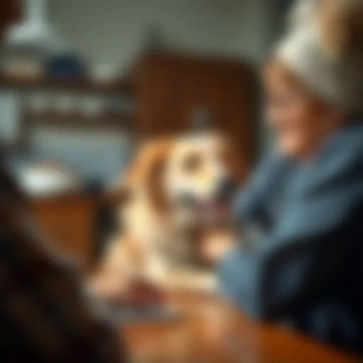 Pet owner discussing dietary options with a veterinarian