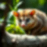 Possum in Natural Habitat A close-up of a possum in its natural habitat, showcasing its unique features.