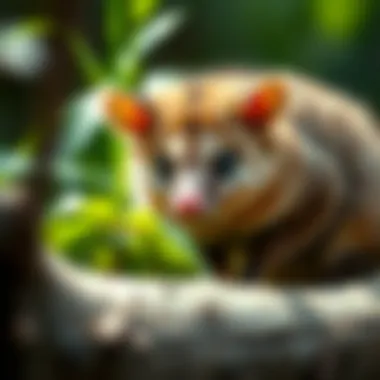 Possum in Natural Habitat A close-up of a possum in its natural habitat, showcasing its unique features.