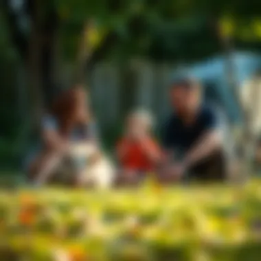 Enjoying Nature Safely A family enjoying their backyard while keeping a safe distance from wildlife.
