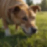 Dog grazing in a grassy field