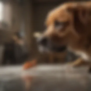 A veterinarian examining a dog with mite infestation