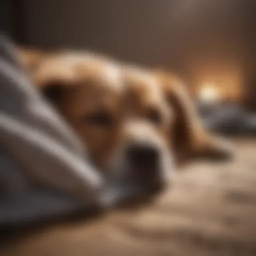 A cozy sleeping dog in a serene space