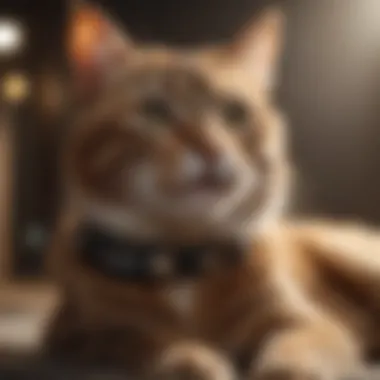 A cat wearing an effective flea collar comfortably lounging.