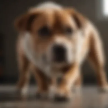 Veterinarian examining shaking dog