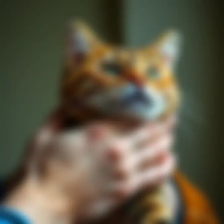 Recognizing Overstimulation in Cats A cat being gently petted, showing signs of overstimulation