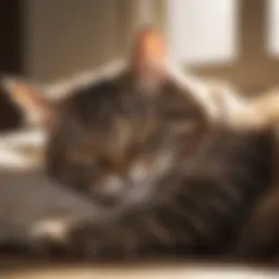 A cat curled up in a cozy sunbeam, embodying feline tranquility.