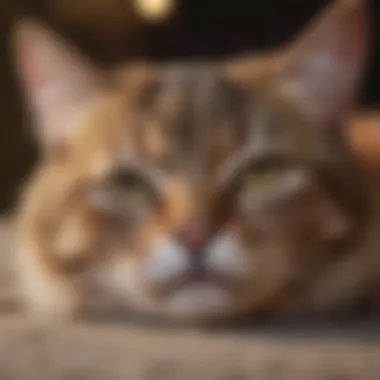 A close-up of a cat sleeping deeply, showcasing its relaxed demeanor.