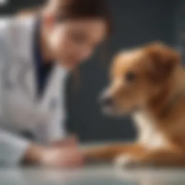 Veterinarian examining a female dog for UTI symptoms