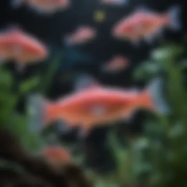 Illustration of Genetic Engineering in GloFish Scientific illustration of the genetic modification process
