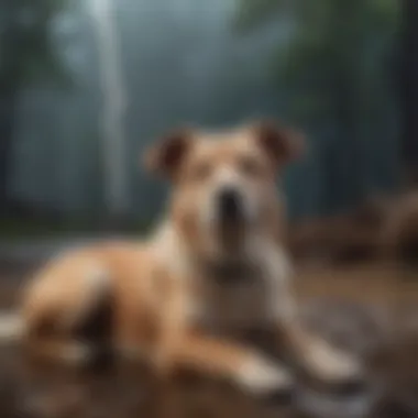 Dog relaxing in a calming environment post-thunderstorm