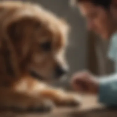 Veterinary Care for Tick Removal Veterinarian examining a dog for ticks