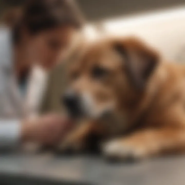 Veterinarian examining a sick dog